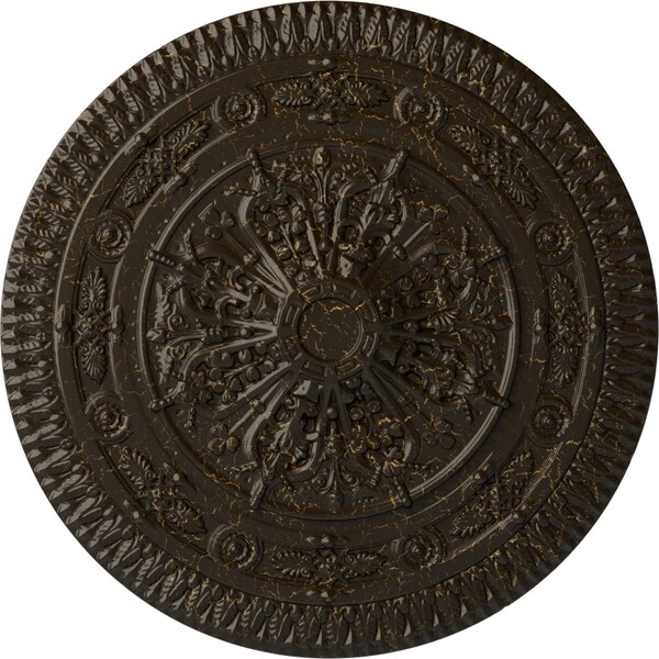 Ekena Millwork Naple Ceiling Medallion (Fits Canopies up to 3 3/8"), 37 1/2"OD x 3 3/8"P, Stone Hearth Crackle CM37NASHC - main